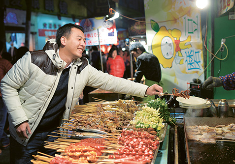 Sustenance: a freshly grilled snack after a long day spent in meetings with customers