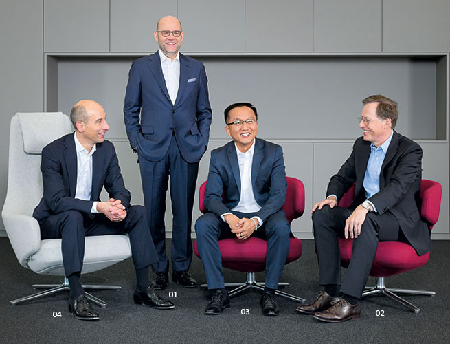 Der Vorstand: Gordon Riske, Dr. Eike B&ouml;hm, Ching Pong Quek und Dr. Thomas Toepfer (Foto)