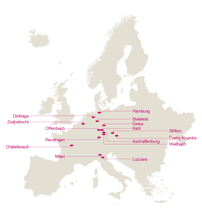 Production sites of the KION Group &ndash; Europe (world map)