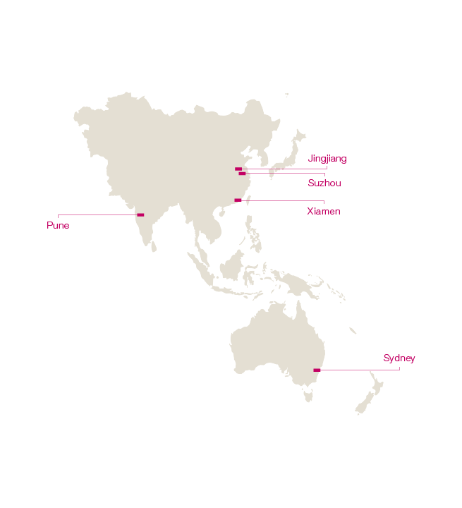 Production sites of the KION Group &ndash; Asia (world map)